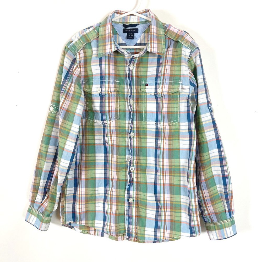 Tommy Hilfiger Boys Long Sleeve Button Up Shirt Size Small 8/10